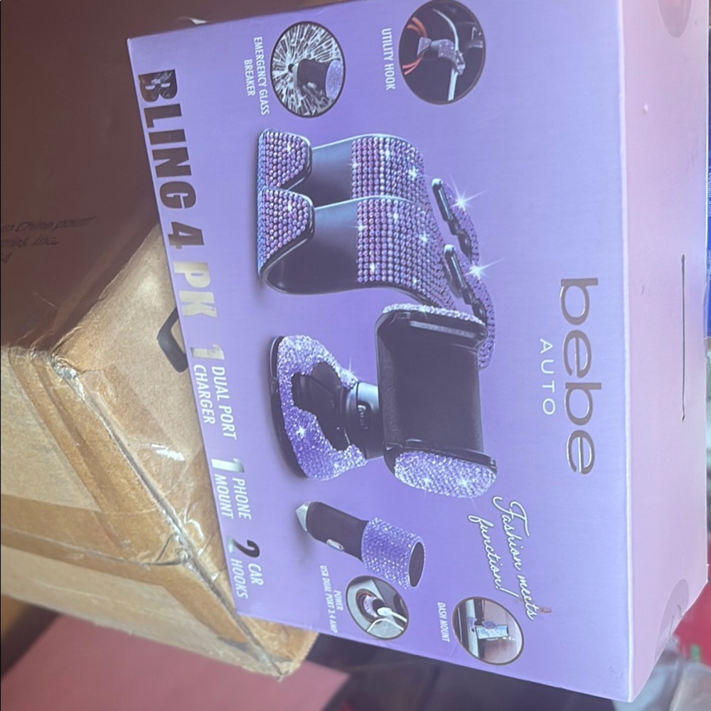 Bebe Auto Bling Set with Purple Rhinestones